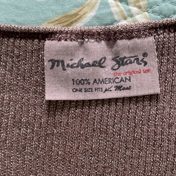 Michael Star knit V Neck T Shirt One Size Taupe - Picture 2 of 2